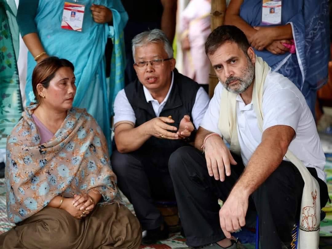 With Rahul Gandhi, listening to families at a relief camp