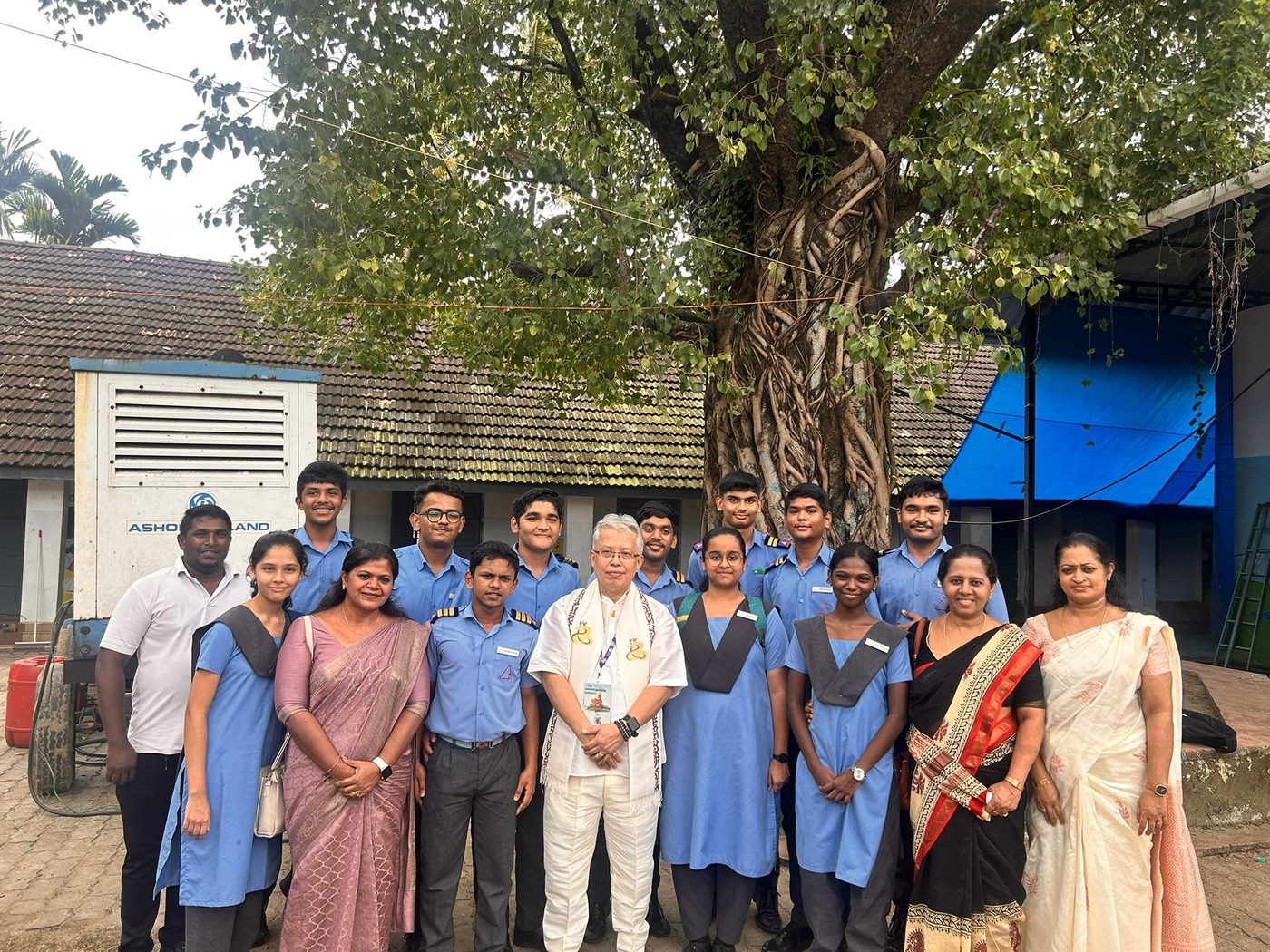 With students and teachers on a school visit